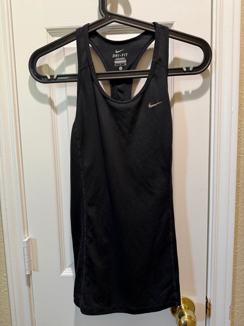 Nike Black Racerback Tank with Small Pink Swoosh